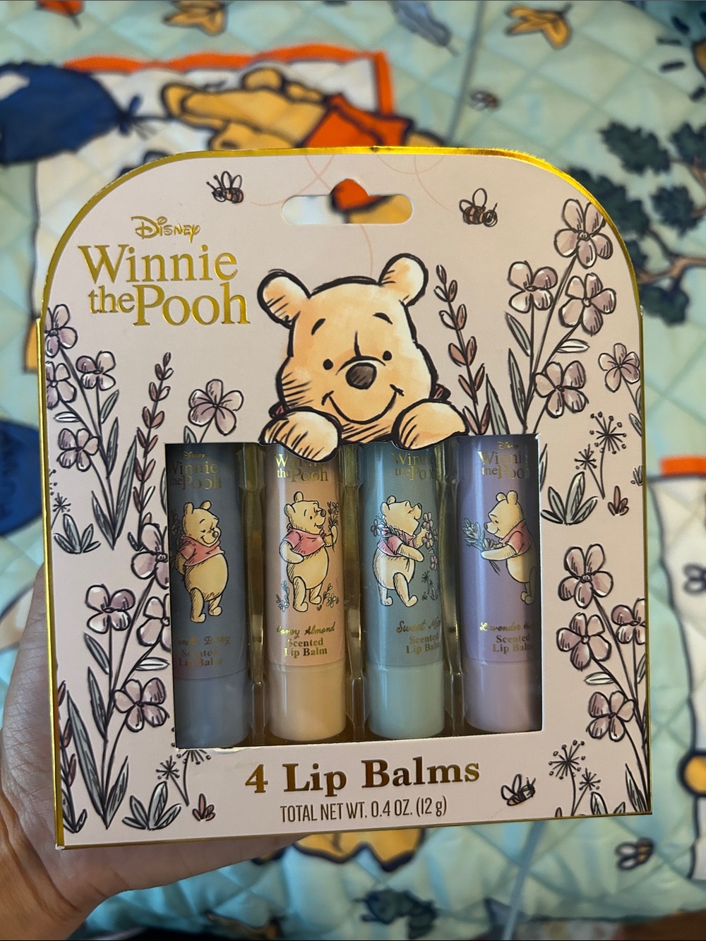Winnie the Pooh Lip Balm Set - Yellow, Blue, Green, Purple